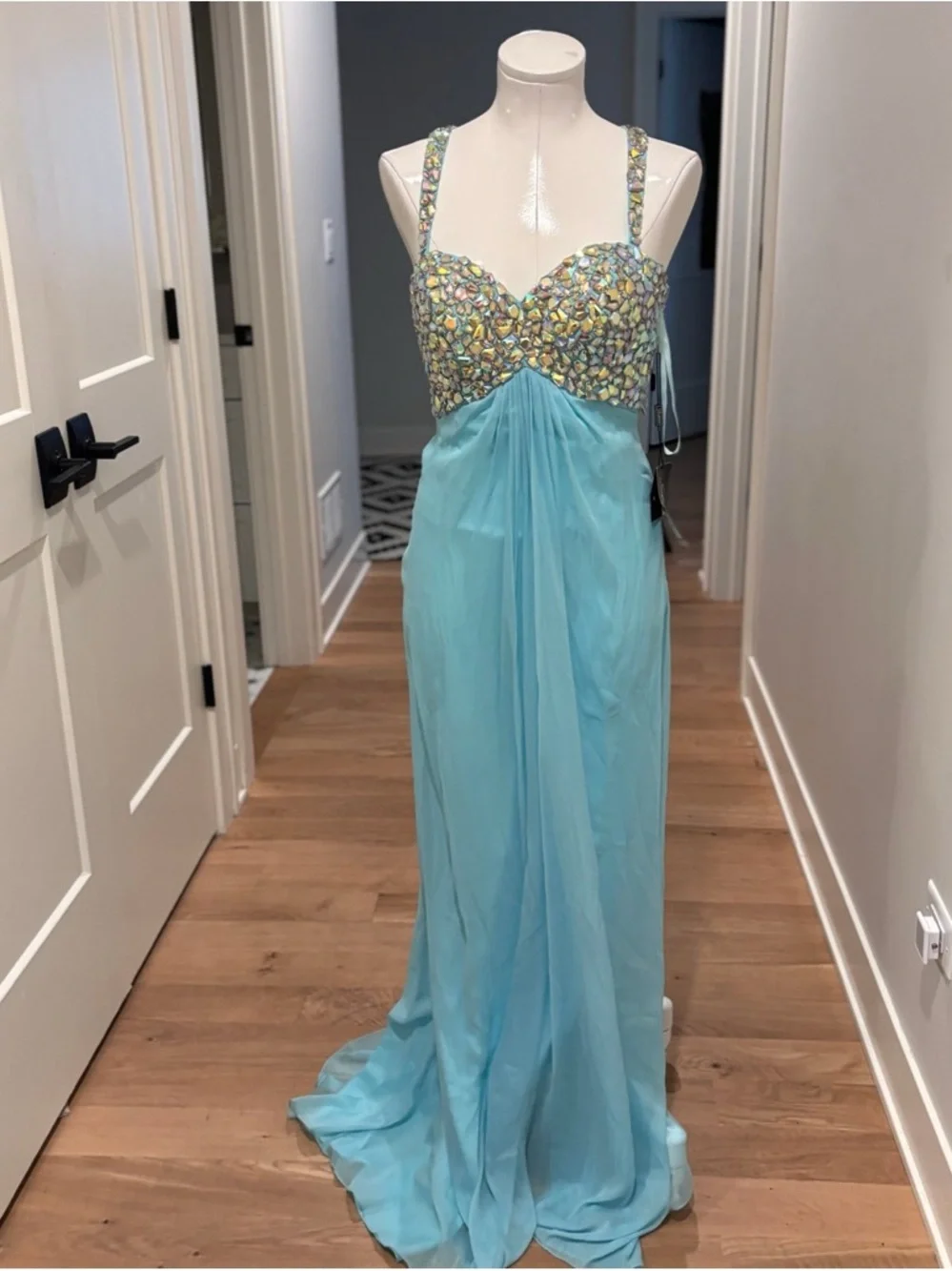La Femme Light Blue Embellished Prom Dress. Size 2. New
